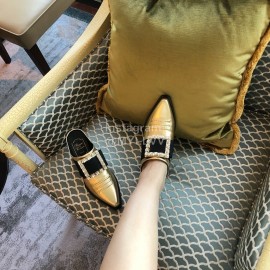 Roger Vivier Autumn Winter New Classic High Heeled Short Boots For Women Gold