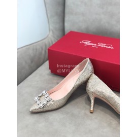 Roger Vivier Spring Summer Crystal Buckle Sheepskin Pointed High Heels