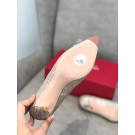 Roger Vivier Spring Summer Crystal Buckle Sheepskin Pointed High Heels