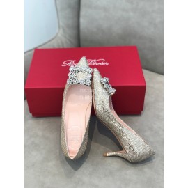 Roger Vivier Spring Summer Crystal Buckle Sheepskin Pointed High Heels