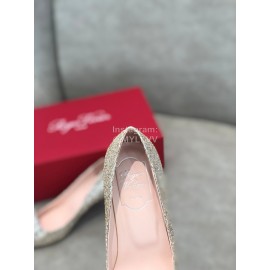 Roger Vivier Spring Summer Crystal Buckle Sheepskin Pointed High Heels