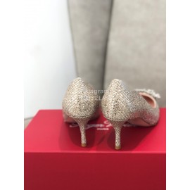 Roger Vivier Spring Summer Crystal Buckle Sheepskin Pointed High Heels