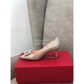 Roger Vivier Spring Summer Crystal Buckle Sheepskin Pointed High Heels
