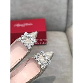 Roger Vivier Spring Summer Crystal Buckle Sheepskin Pointed Flat Heels