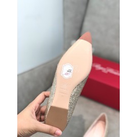 Roger Vivier Spring Summer Crystal Buckle Sheepskin Pointed Flat Heels