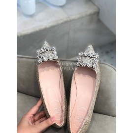 Roger Vivier Spring Summer Crystal Buckle Sheepskin Pointed Flat Heels