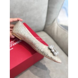 Roger Vivier Spring Summer Crystal Buckle Sheepskin Pointed Flat Heels