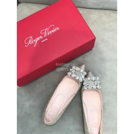 Roger Vivier Spring Summer Crystal Buckle Sheepskin Pointed Flat Heels