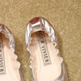 Roger Vivier Soft Sheepskin Fashion Dance Shoes For Women Silver