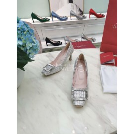 Roger Vivier Autumn Winter New Diamond Square Buckle Silk High Heels 