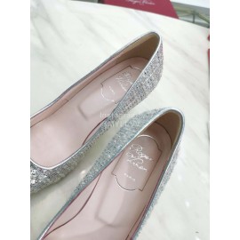 Roger Vivier Autumn Winter New Diamond Square Buckle Silk High Heels 