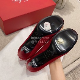 Roger Vivier Square Diamond Buckle Silk High Heels For Women Red