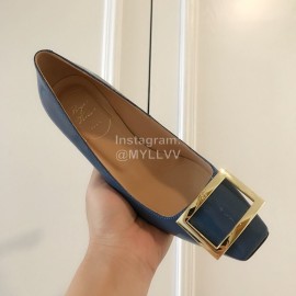 Roger Vivier New Patent Leather Square High Heels For Women Blue