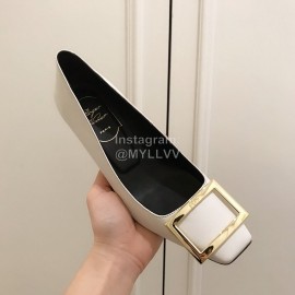 Roger Vivier New Patent Leather Square High Heels For Women White