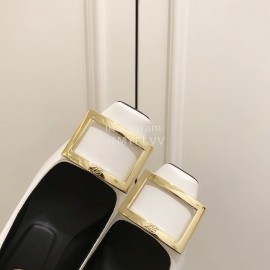 Roger Vivier New Patent Leather Square High Heels For Women White