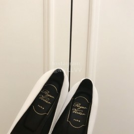 Roger Vivier New Patent Leather Square High Heels For Women White