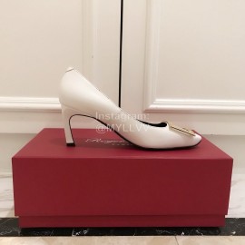Roger Vivier New Patent Leather Square High Heels For Women White
