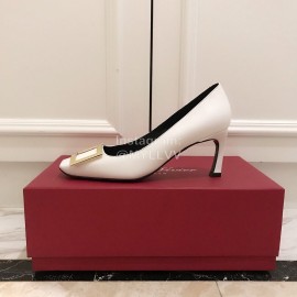 Roger Vivier New Patent Leather Square High Heels For Women White