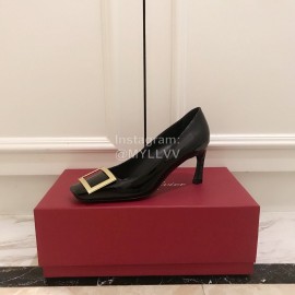 Roger Vivier New Patent Leather Square High Heels For Women Black