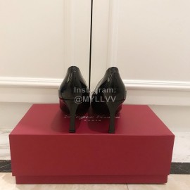 Roger Vivier New Patent Leather Square High Heels For Women Black