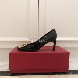 Roger Vivier New Patent Leather Square High Heels For Women Black
