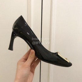 Roger Vivier New Patent Leather Square High Heels For Women Black