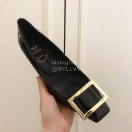 Roger Vivier New Patent Leather Square High Heels For Women Black