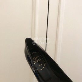 Roger Vivier New Patent Leather Square High Heels For Women Black