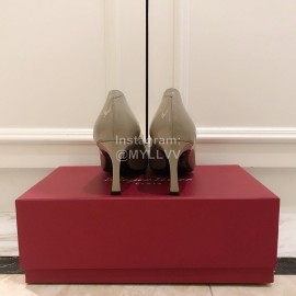 Roger Vivier New Patent Leather Square High Heels For Women Coffee