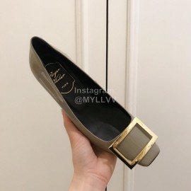 Roger Vivier New Patent Leather Square High Heels For Women Coffee