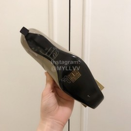 Roger Vivier New Patent Leather Square High Heels For Women Coffee