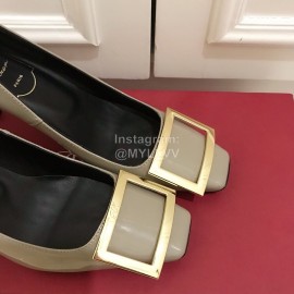 Roger Vivier New Patent Leather Square High Heels For Women Coffee