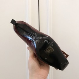 Roger Vivier New Patent Leather Square High Heels For Women Wine Red