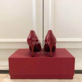 Roger Vivier New Patent Leather Square High Heels For Women Red