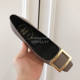 Roger Vivier New Patent Leather Square High Heels For Women Gray