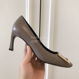 Roger Vivier New Patent Leather Square High Heels For Women Gray