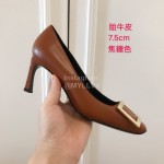 Roger Vivier New Patent Leather Square High Heels For Women Brown