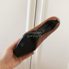 Roger Vivier New Patent Leather Square High Heels For Women Brown