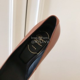 Roger Vivier New Patent Leather Square High Heels For Women Brown