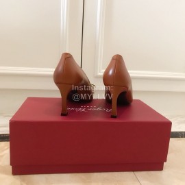 Roger Vivier New Patent Leather Square High Heels For Women Brown