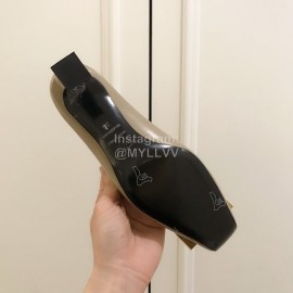 Roger Vivier Fashion Patent Leather Square High Heels For Women Gray