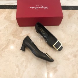 Roger Vivier Fashion Patent Leather Square High Heels For Women Black
