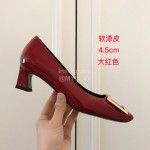 Roger Vivier Fashion Patent Leather Square High Heels For Women Red