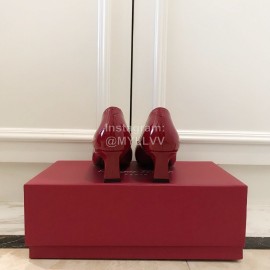 Roger Vivier Fashion Patent Leather Square High Heels For Women Red