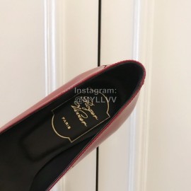 Roger Vivier Fashion Patent Leather Square High Heels For Women Red