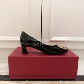 Roger Vivier Fashion Patent Leather Square High Heels For Women