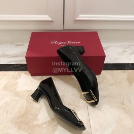 Roger Vivier Fashion Patent Leather Square High Heels For Women