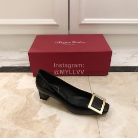 Roger Vivier Fashion Patent Leather Square High Heels For Women