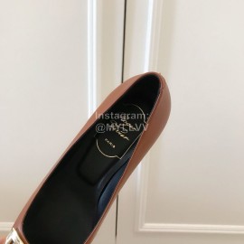 Roger Vivier Fashion Patent Leather Square High Heels For Women Brown