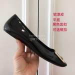 Roger Vivier Fashion Patent Leather Square Flat Heels For Women Black